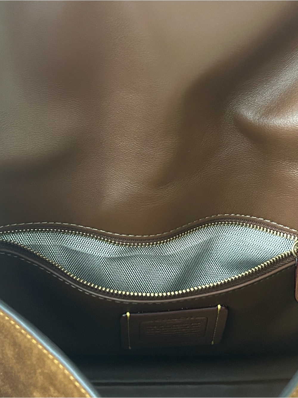 Coach Chelsea 30 Brown Suede Flap Shoulder Bag - Picture 8 of 11